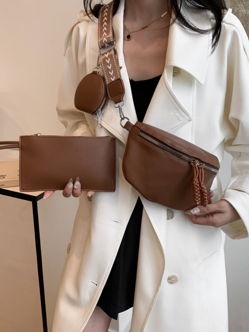 Hazel Blues® |  PU Leather Adjustable Strap Crossbody Bag with Coin Purse