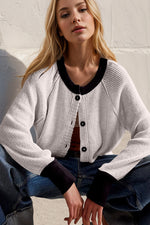 Hazel Blues® |  Double Take Contrast Button Up Long Sleeve Cardigan