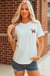 Hazel Blues® |  White Game Day Bowknot Embroidered Graphic Casual Tee