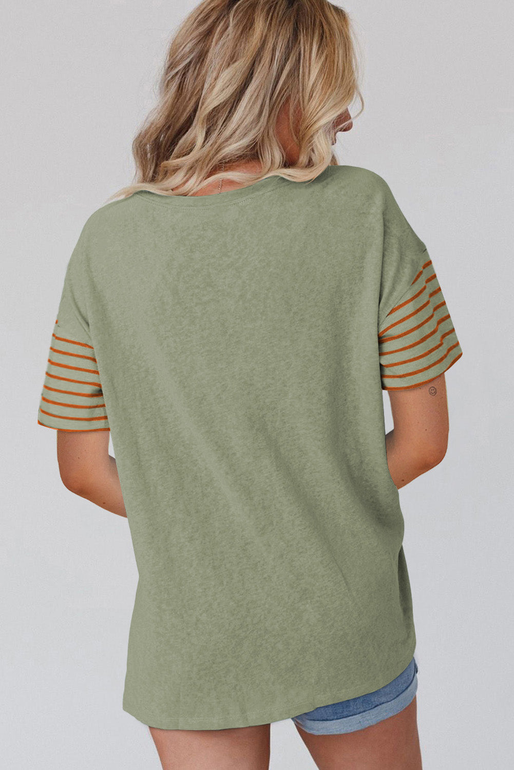 Color-Block Striped Detail Loose T-Shirt