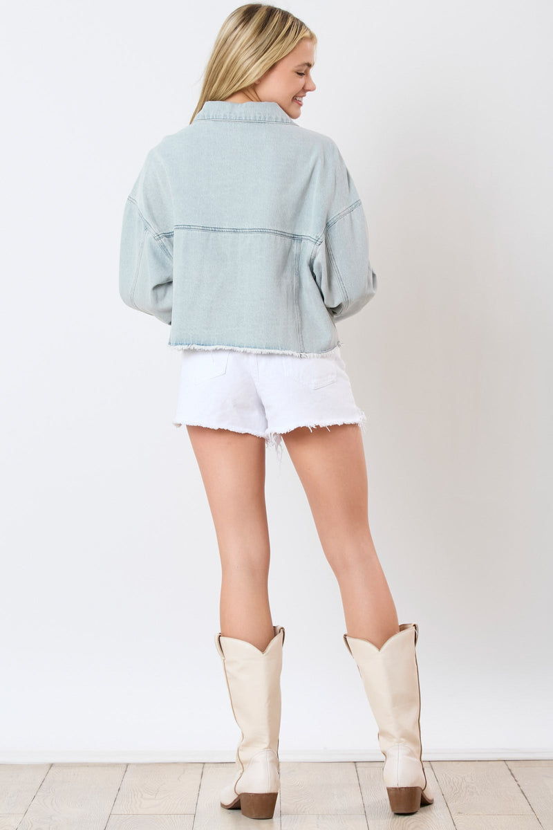Hazel Blues® |  Football Towel & Sequin Embroidery Denim Jacket