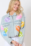 Hazel Blues® |  Football Towel & Sequin Embroidery Denim Jacket