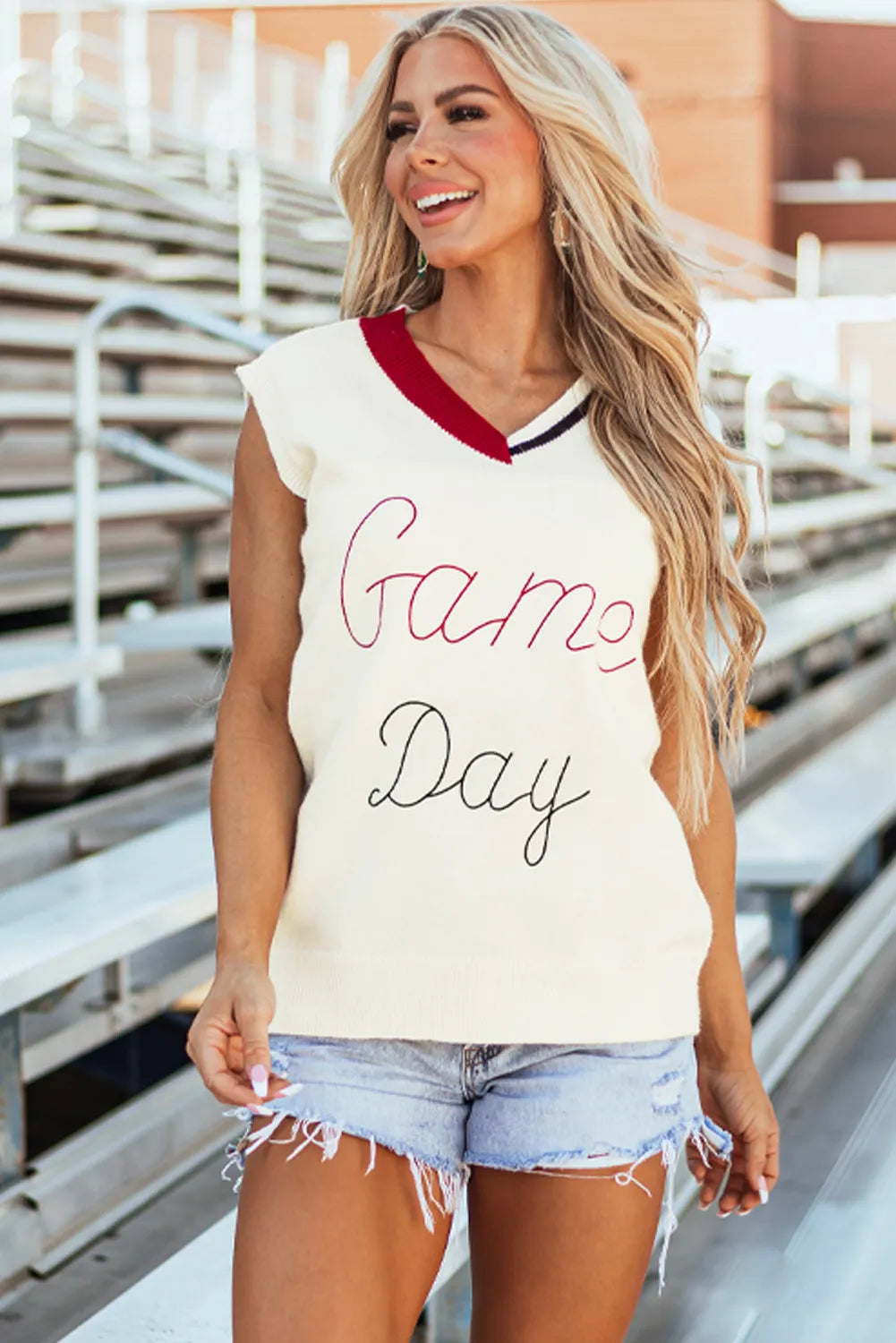 Hazel Blues® |  GAME DAY V-Neck Sweater Vest