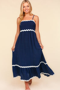 Hazel Blues® |  Ric Rac Square Neck Fit and Flare Maxi Dress