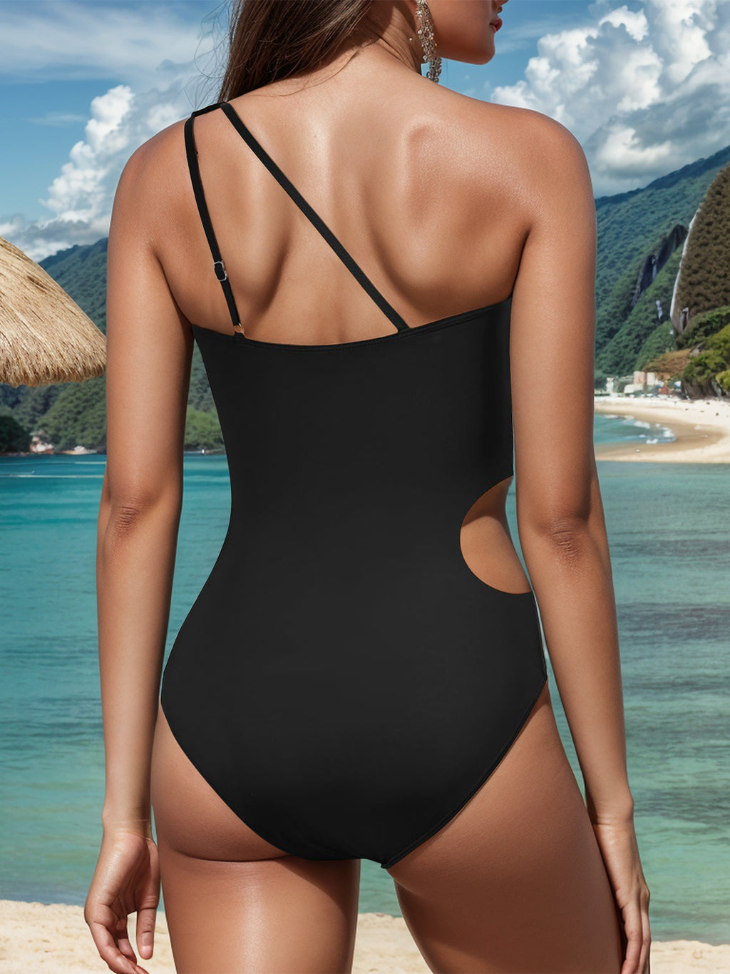 Hazel Blues® |  Cutout One Shoulder Sleeveless One-Piece Swimwear