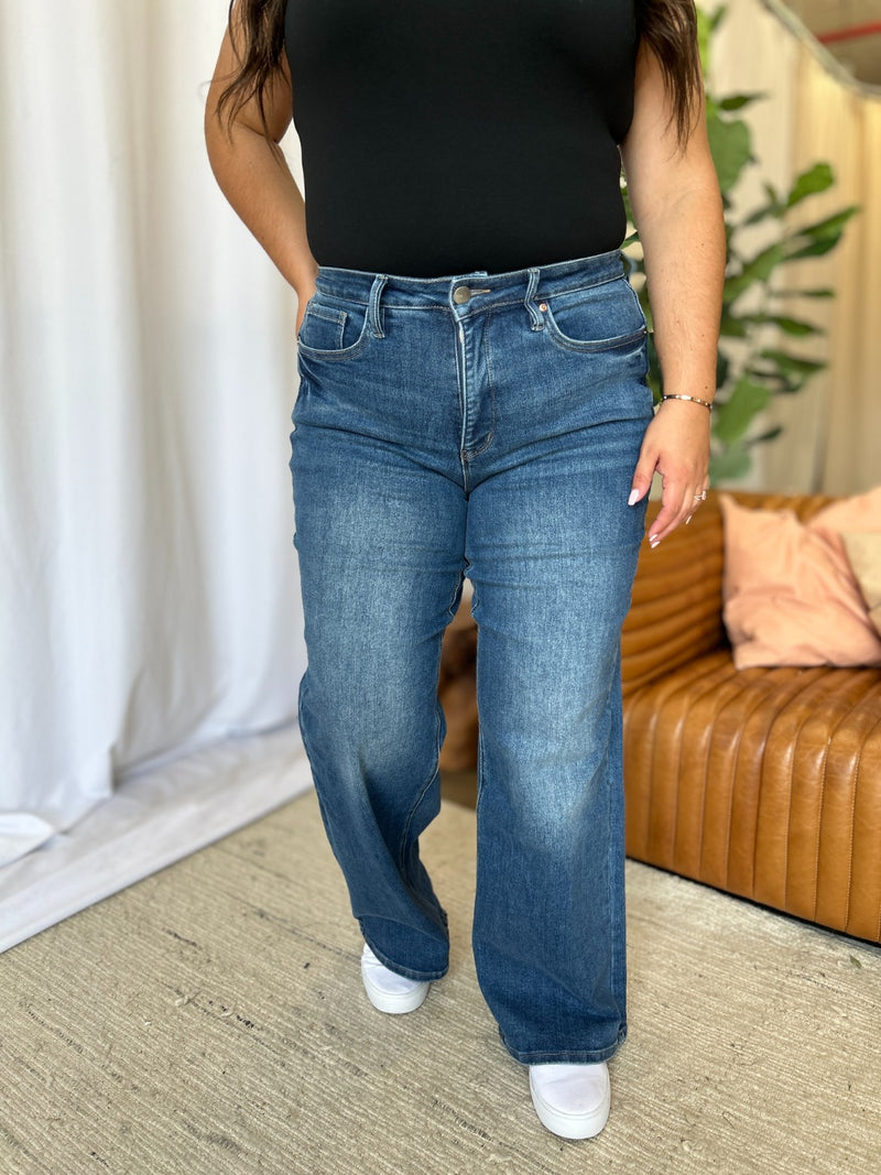 Hazel Blues® |  RFM High Rise Tummy Control Wide Leg Jeans