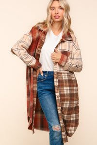 Hazel Blues® |  Flannel Plaid Oversized Shacket with Pockets