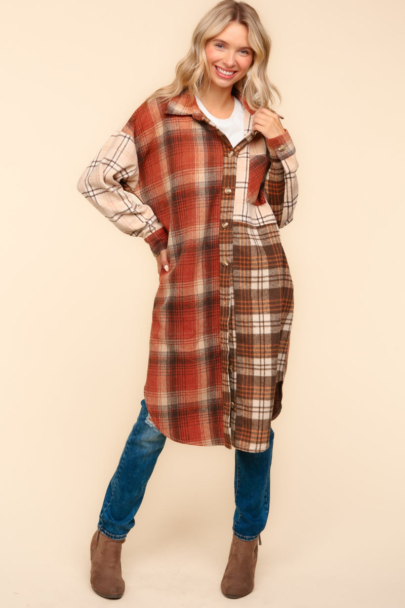 Hazel Blues® |  Flannel Plaid Oversized Shacket with Pockets