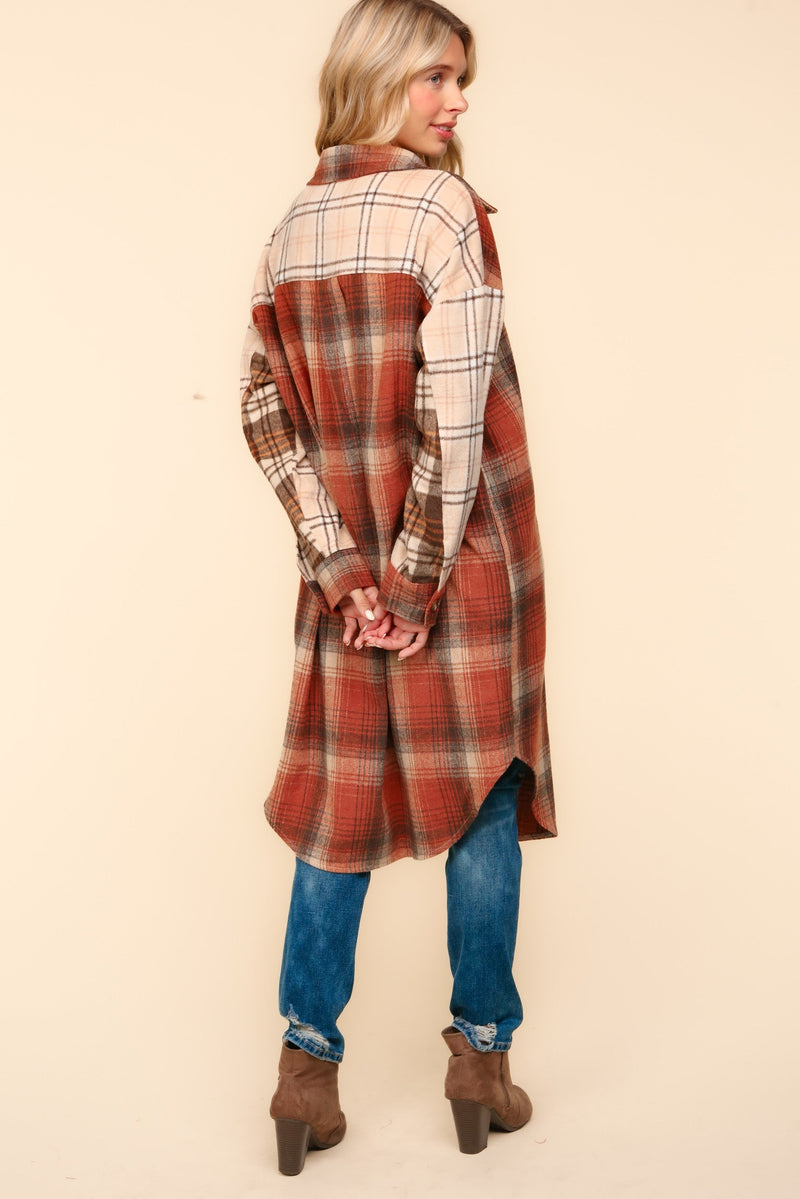 Hazel Blues® |  Flannel Plaid Oversized Shacket with Pockets