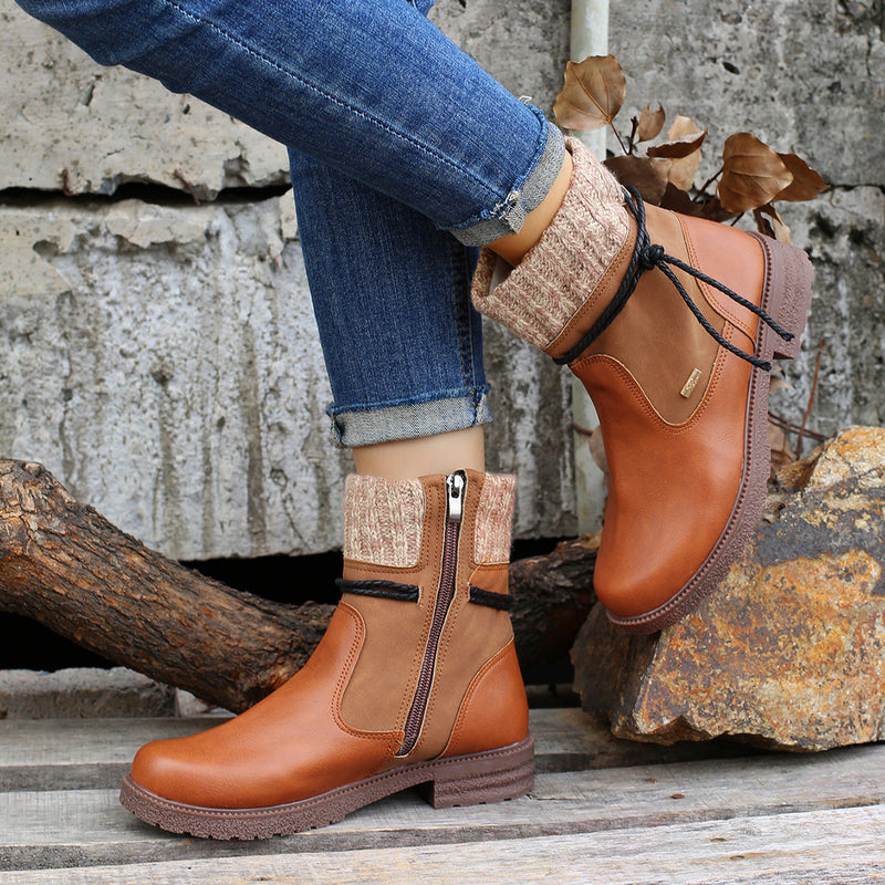 Hazel Blues® |  Side Zipper PU Leather Boots