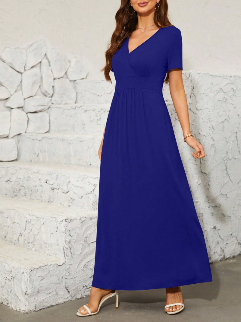 Hazel Blues® |  Surplice Short Sleeve Maxi Dress