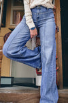 Hazel Blues® |  Beau Blue Tailored Center Seam Detail Straight Loose High Rise Jeans