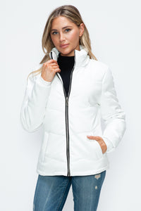 Hazel Blues® |  How Dare U Pocketed Zip Up Puffer Jacket with Removable Hood