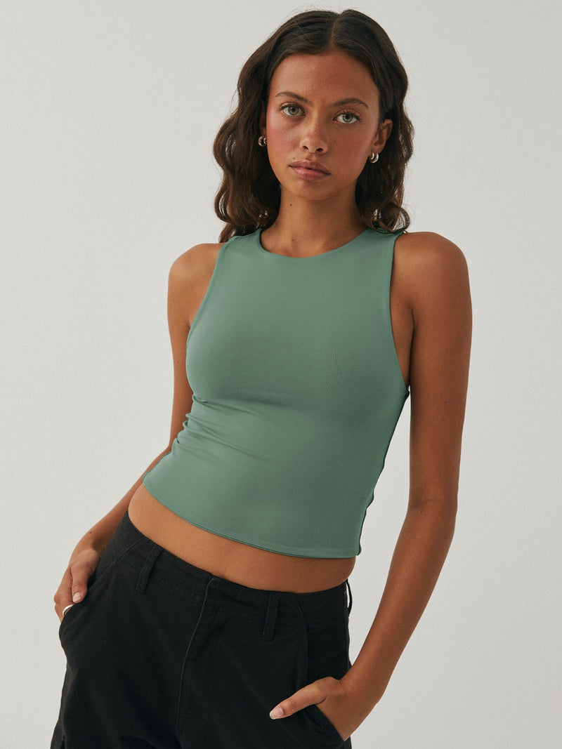 Hazel Blues® |  Round Neck Cropped Tank