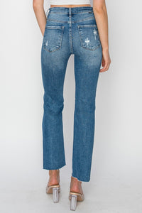 Hazel Blues® |  RISEN High Rise Distressed Ankle Jeans