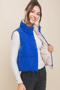 Hazel Blues® |  Love Tree Zip Up Cropped Contrast Reversible Vest