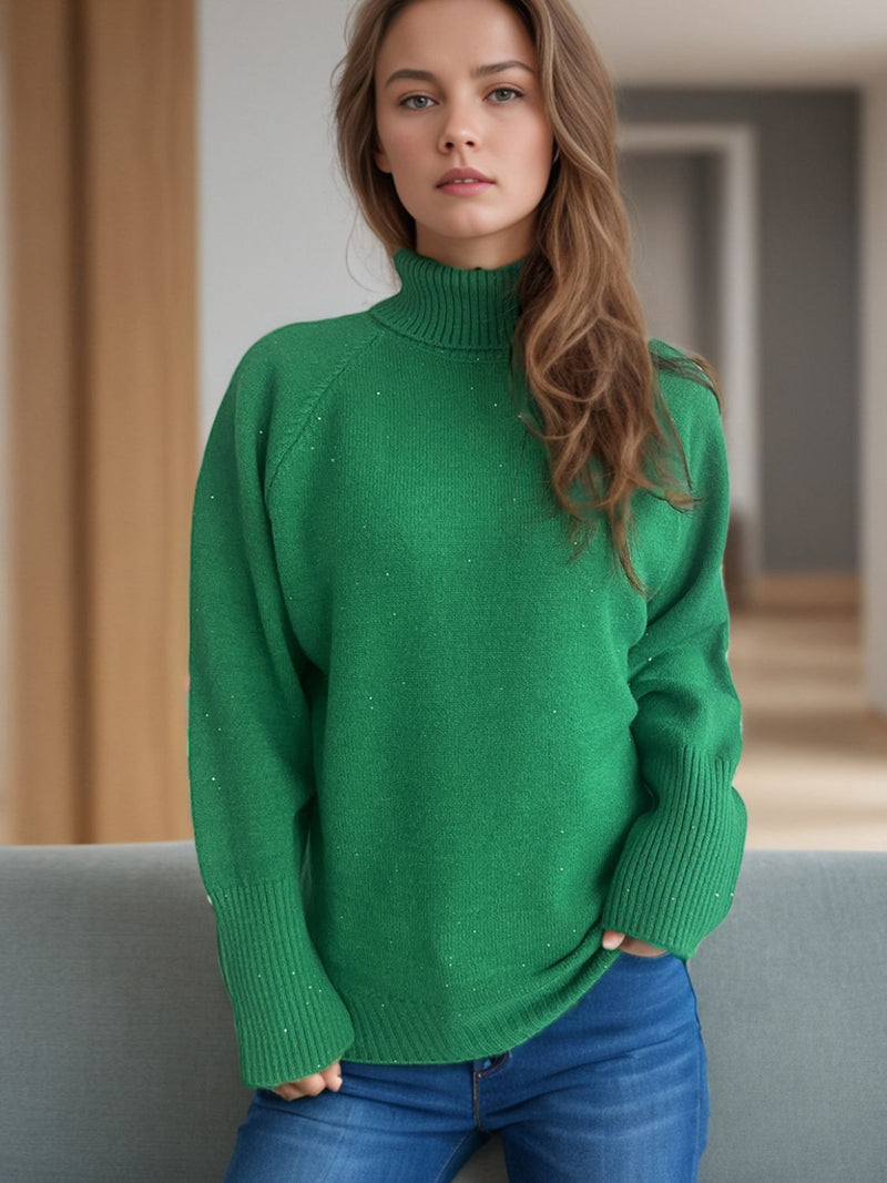 Hazel Blues® |  Turtleneck Raglan Sleeve Sweater