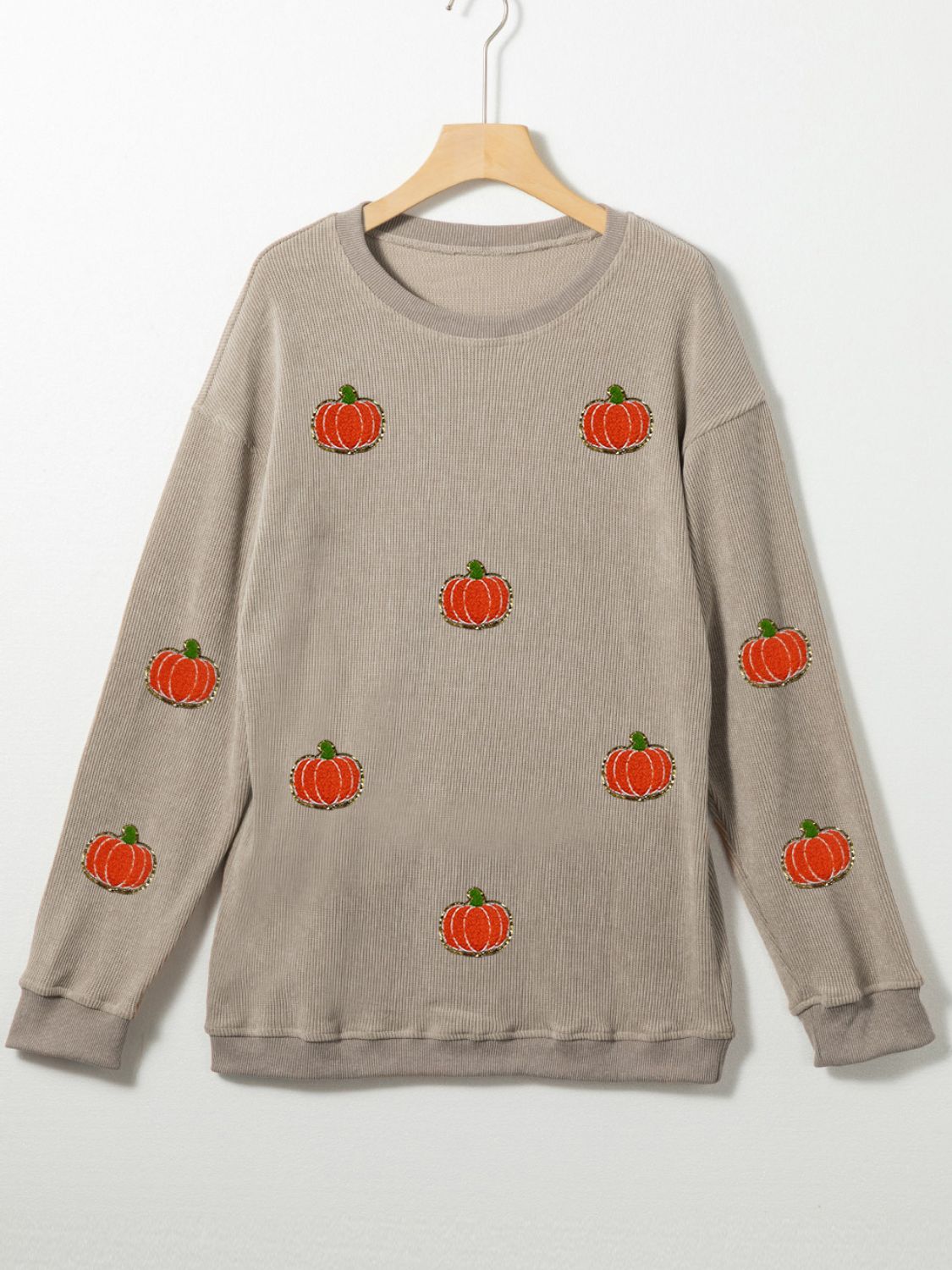 Hazel Blues® |  Pumpkin Round Neck Long Sleeve Sweatshirt