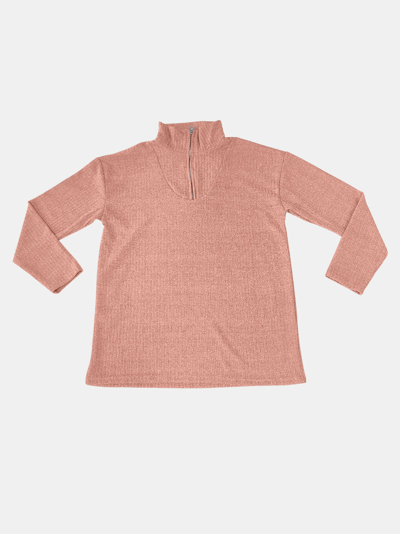 Hazel Blues® |  Quarter Zip Long Sleeve Top