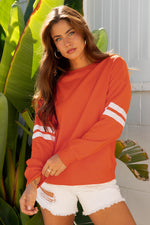 Hazel Blues® |  Evergreen Varsity Striped Detail Drop Shoulder Oversized Sweatshirt