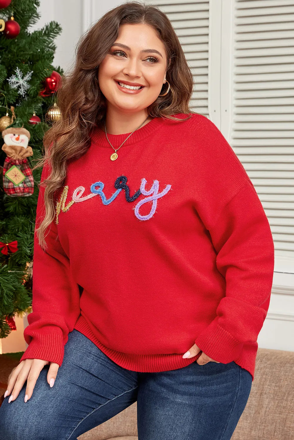 Hazel Blues® | MERRY Round Neck Long Sleeve Sweater