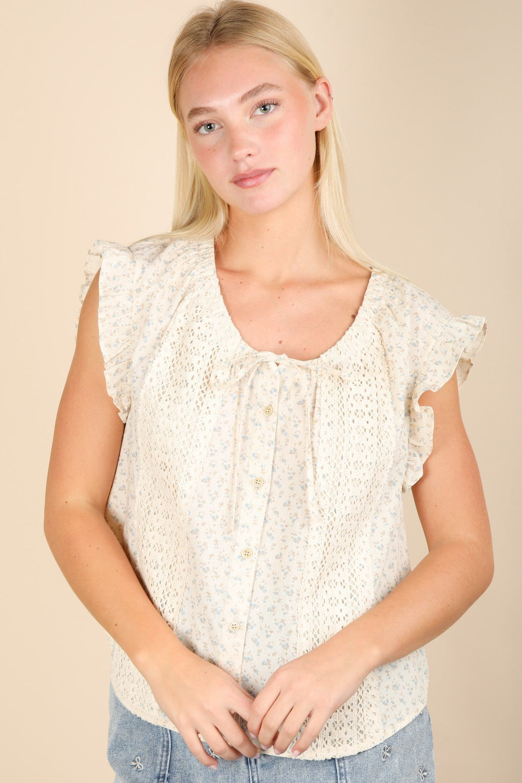 Hazel Blues® |  Picnic Petal Lace Detail Top