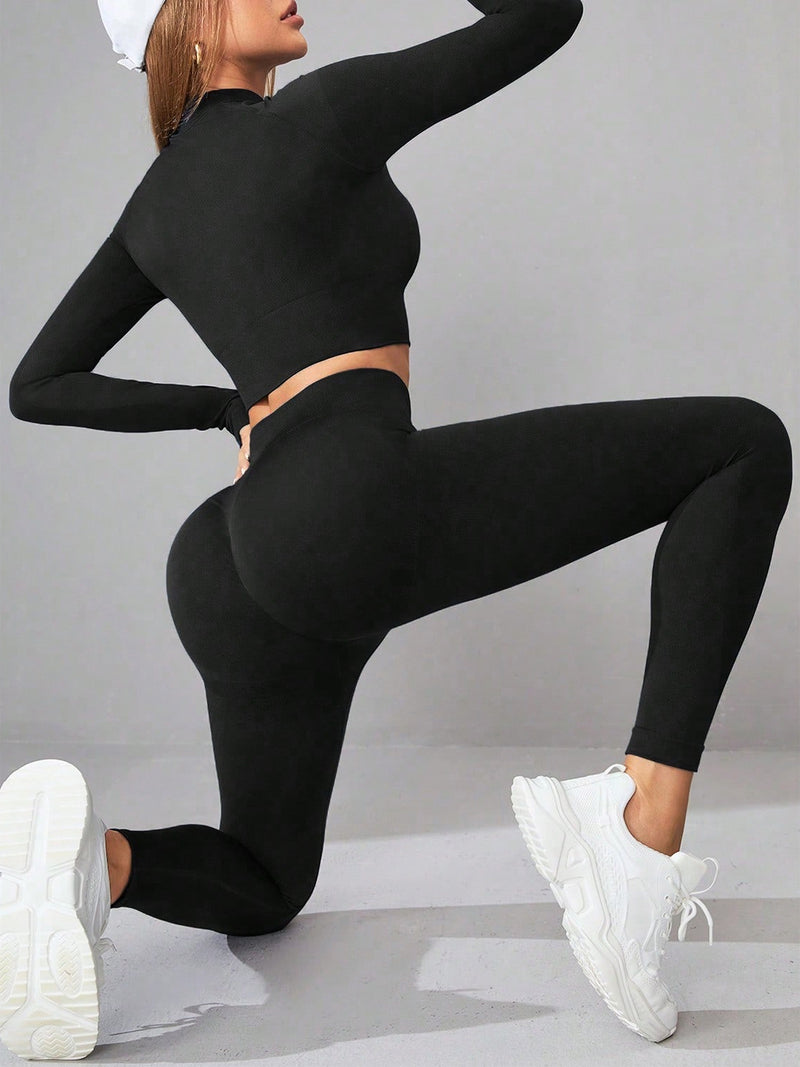 Hazel Blues® |  Mock Neck Long Sleeve Top and Leggings Active Set