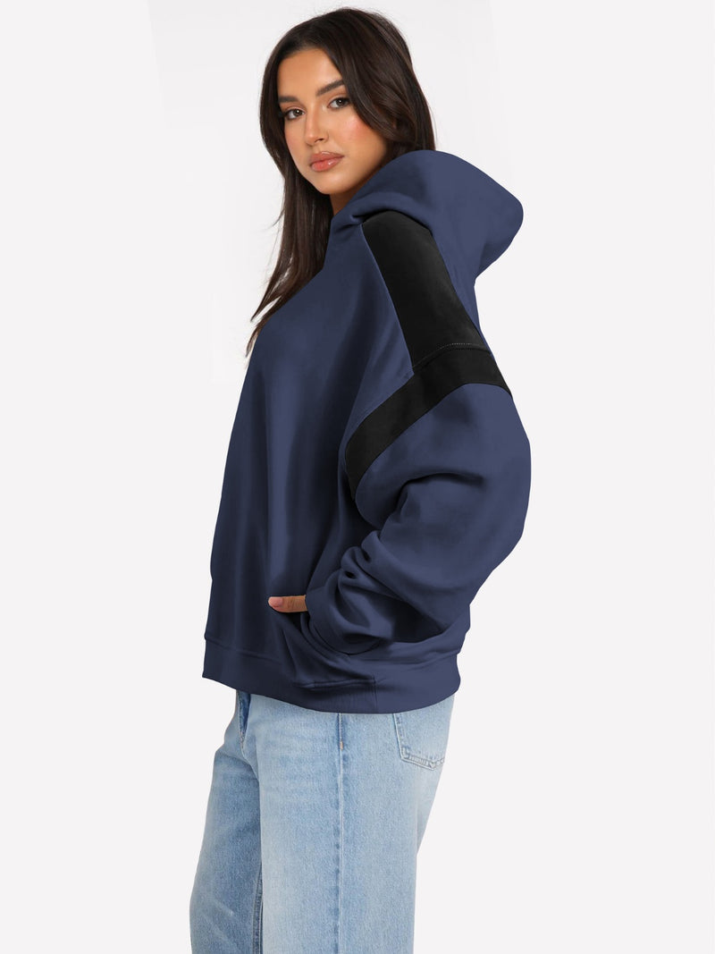 Hazel Blues® |  Contrast Dropped Shoulder Long Sleeve Hoodie