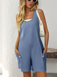 Hazel Blues® |  Mandy Pocketed Racerback Wide Strap Romper