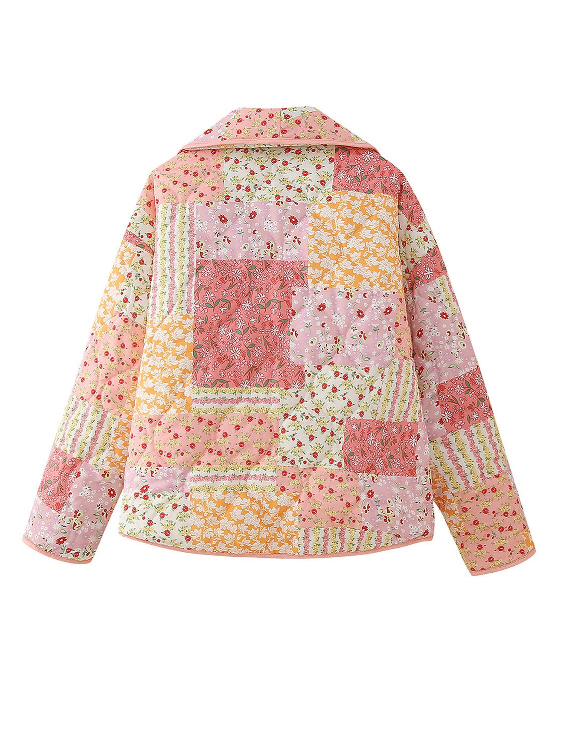 Hazel Blues® |  Printed Patchwork Open Front Cardigan with Pockets