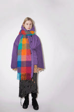 Hazel Blues® |  Thermal Fringe Contrast Plaid Scarf