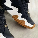 Hazel Blues® |  Lace-Up PU Leather Platform Sneakers