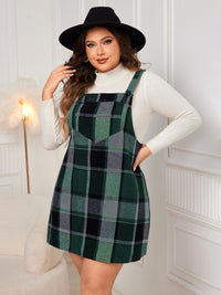 Hazel Blues® | Plaid Wide Strap Overall Dress