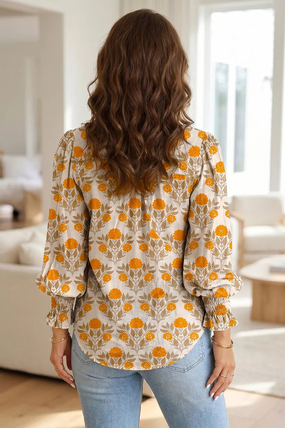 Floral Print V-Neck Long-Sleeve Top – Hazel Blues®