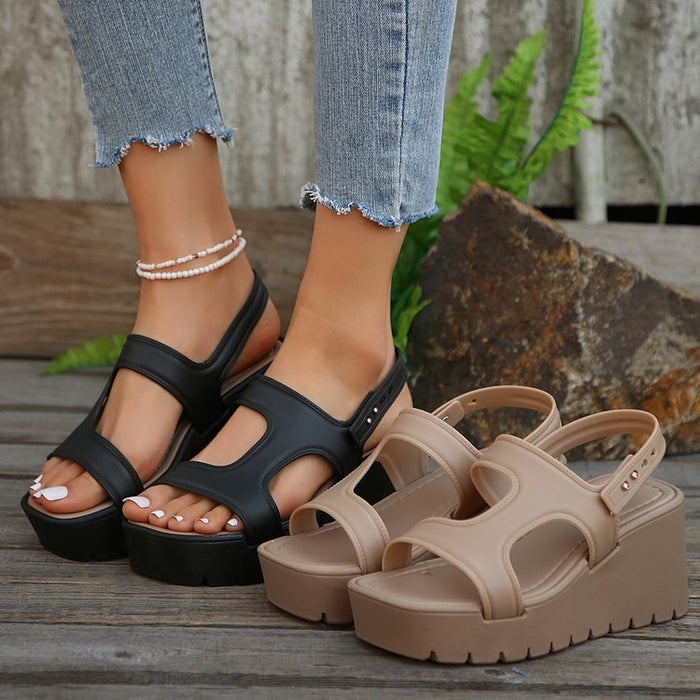 Hazel Blues® |  Open Toe Wedge Sandals