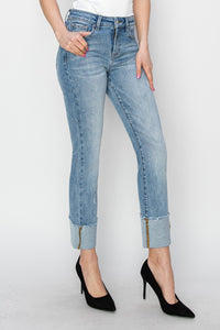 Hazel Blues® |  RISEN High Rise Cuffed Slim Straight Jeans