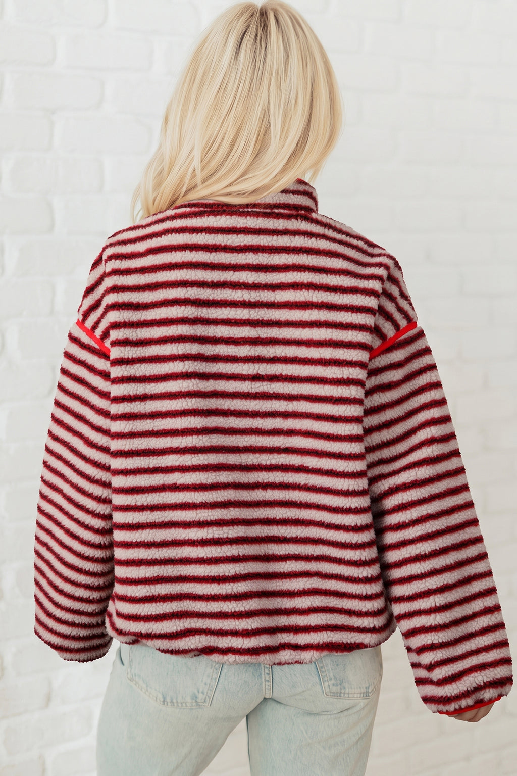Cozy Chalet Red Stripe Fuzzy Sweatshirt
