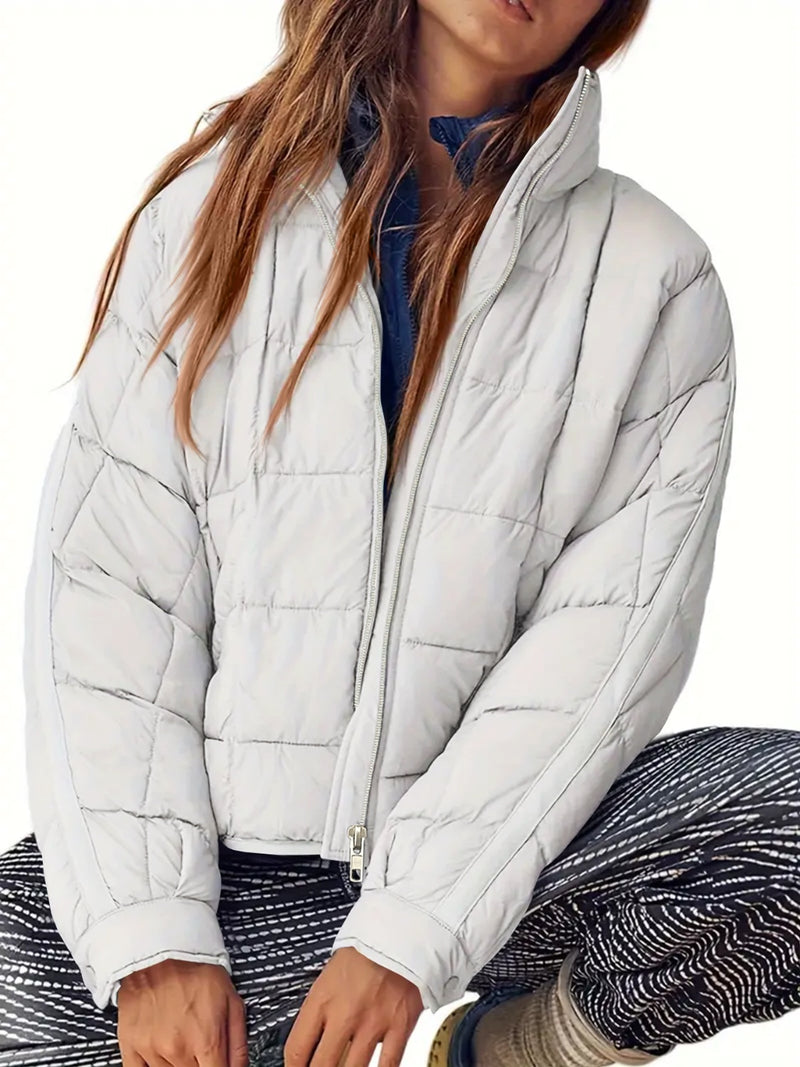 Hazel Blues® |  Pocketed Plaid Quilted Zip Up Winter Coat