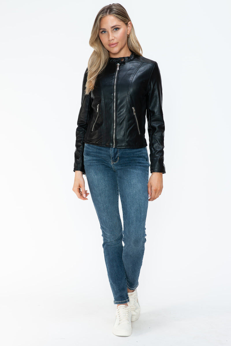 Hazel Blues® |  Snobbish PU Leather Zip Up Jacket with Pockets