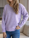 Hazel Blues® |  V-Neck Dropped Shoulder Long Sleeve Sweater