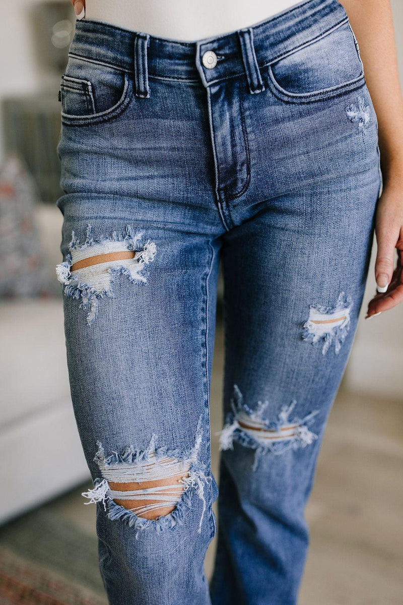 Hazel Blues® | O'Hara Destroyed Straight Jeans - Hazel Blues®