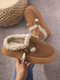 Hazel Blues® |  Thermal Fuzzy Buckle Platform Slippers