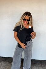 PREORDER: Joey V-Neck Washed Cotton Boyfriend Tee