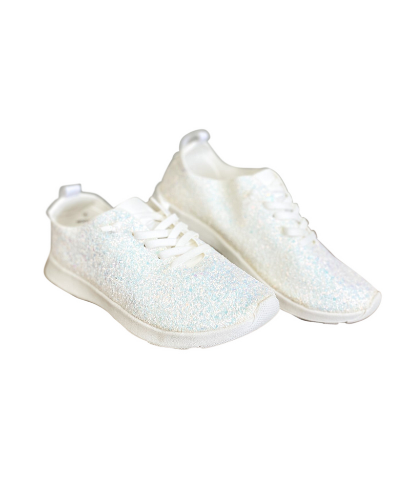 Hazel Blues® |  Mayo Glitter Sneakers in White