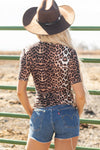 Hazel Blues® |  Black Leopard Wrapped V Neck Slim Short Sleeve Top
