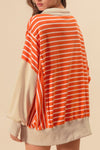 Hazel Blues® |  Striped Johnny Collar Long Sleeve Sweatshirt