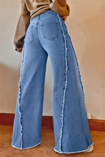 Hazel Blues® |  Raw Hem Wide Leg Jeans with Pockets