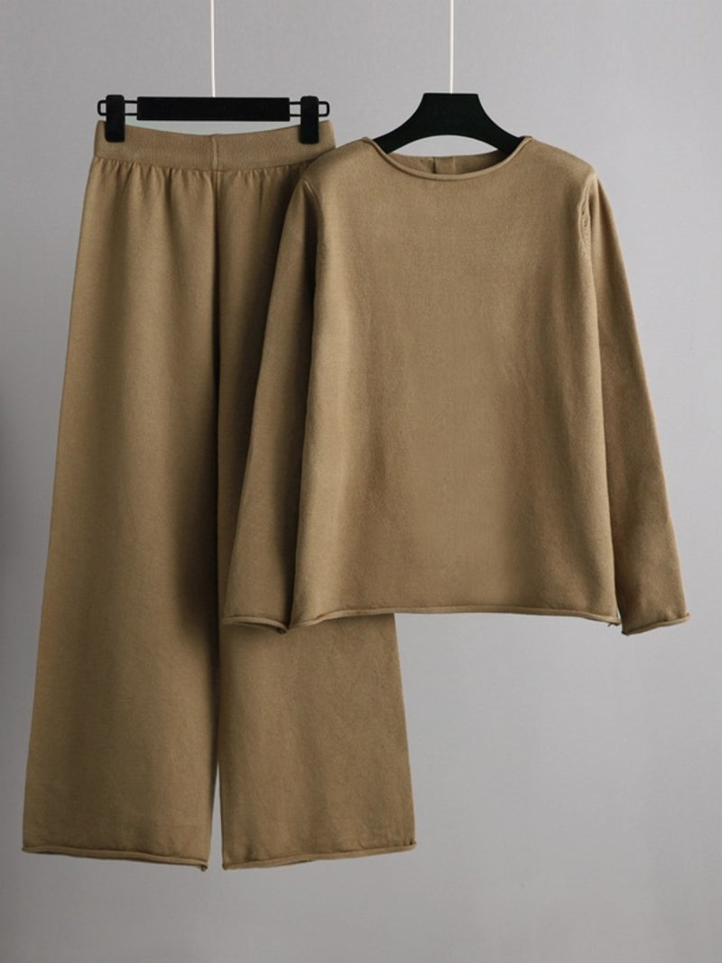 Hazel Blues® |  Basic Bae Rolled Round Neck Top and Pants Sweater Set