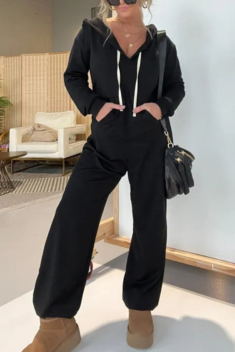 Hazel Blues® |  Drawstring Long Sleeve Jumpsuit