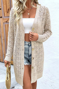 Hazel Blues® |  Openwork Button Down Long Sleeve Cardigan